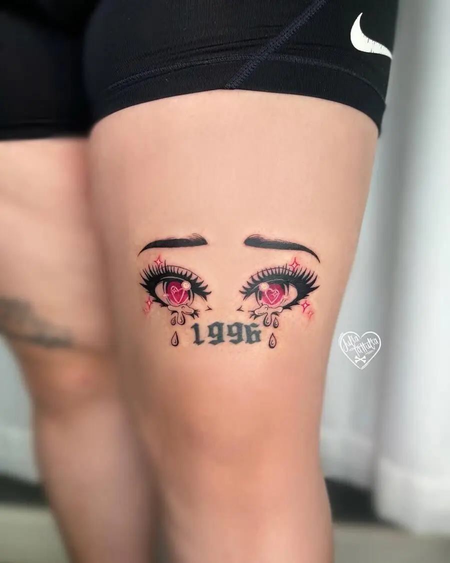 Unique anime-inspired eyes tattoo design