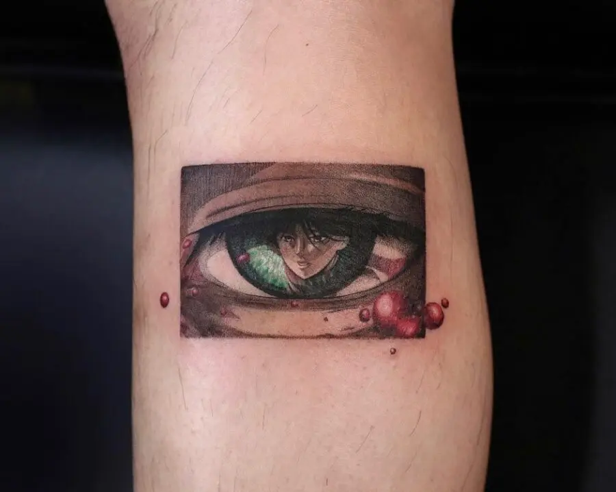 Intricate Anime Eye Tattoo Revealing Character's Emotion