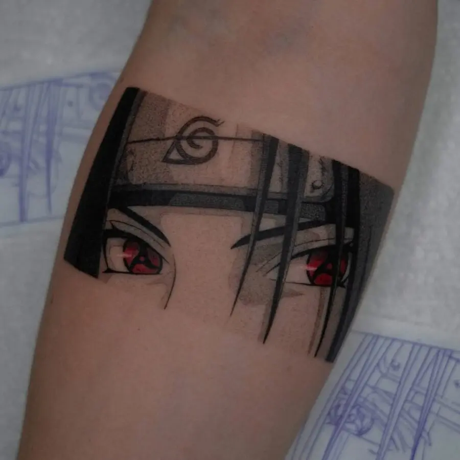 Striking anime-inspired eye tattoo design