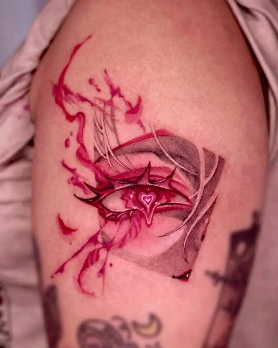 Vibrant anime eye tattoo with striking details