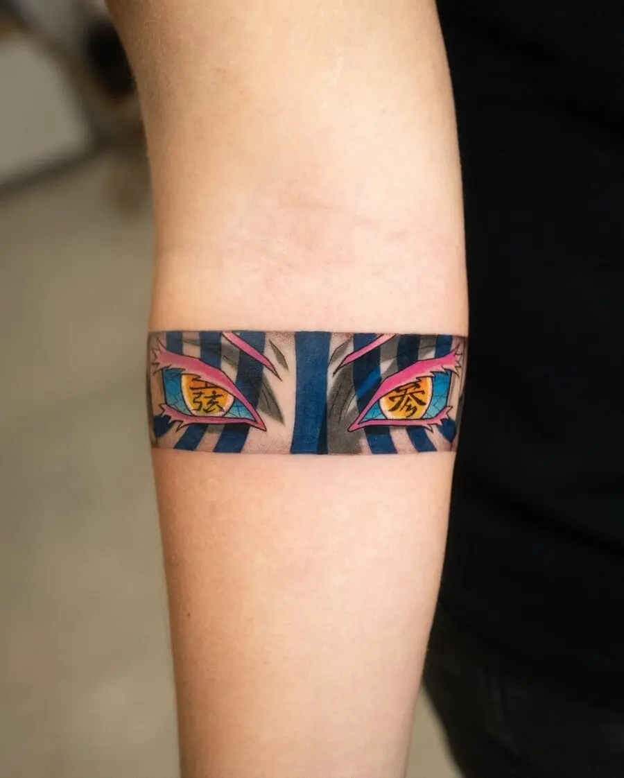Vibrant anime eyes tattoo with intricate details