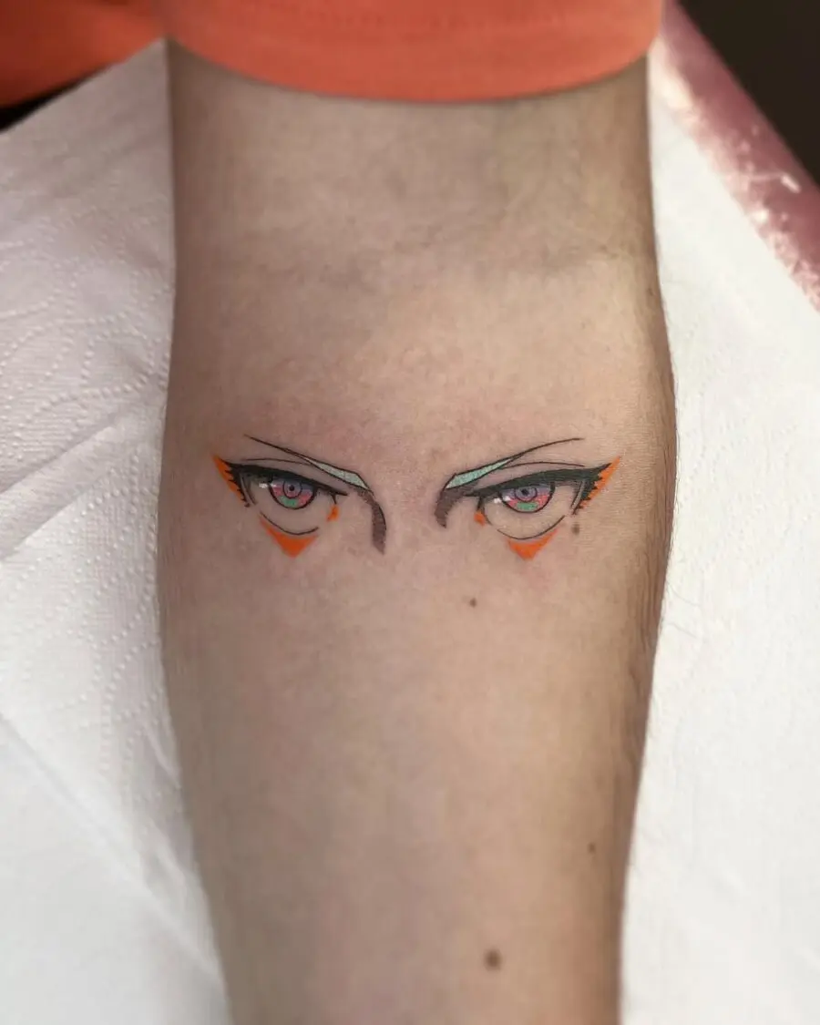 Stunning Anime Eye Tattoo with Unique Colors