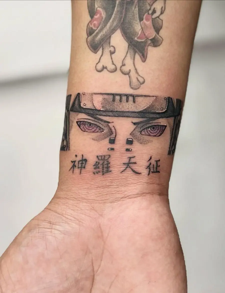 Intricate Anime Eyes Tattoo on Wrist
