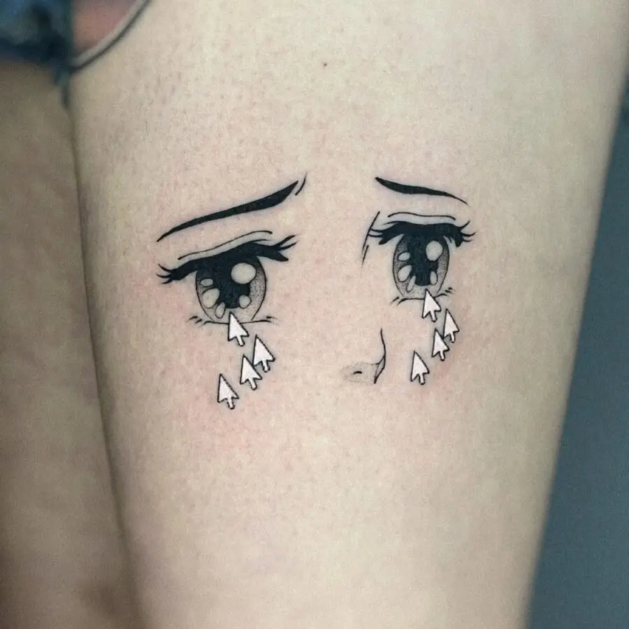 Emotional anime eyes with cursor tears