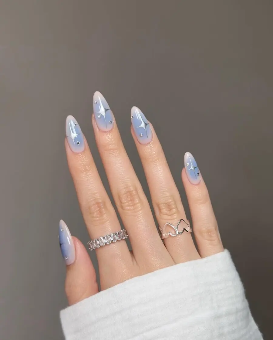 Charming Aura Nails with Blue Gradient Effect