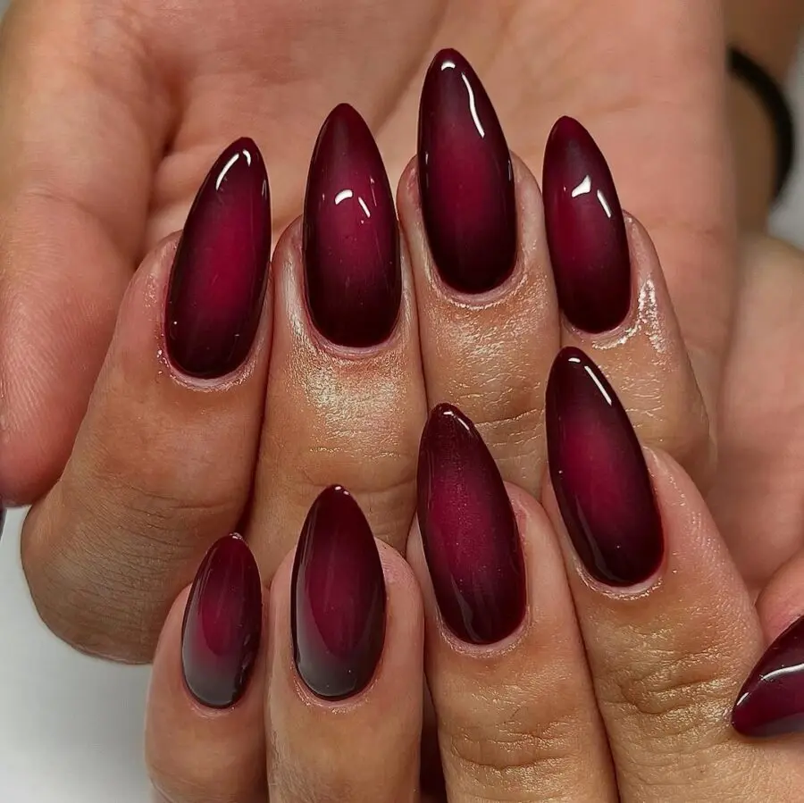 Stunning burgundy aura nails for a chic look