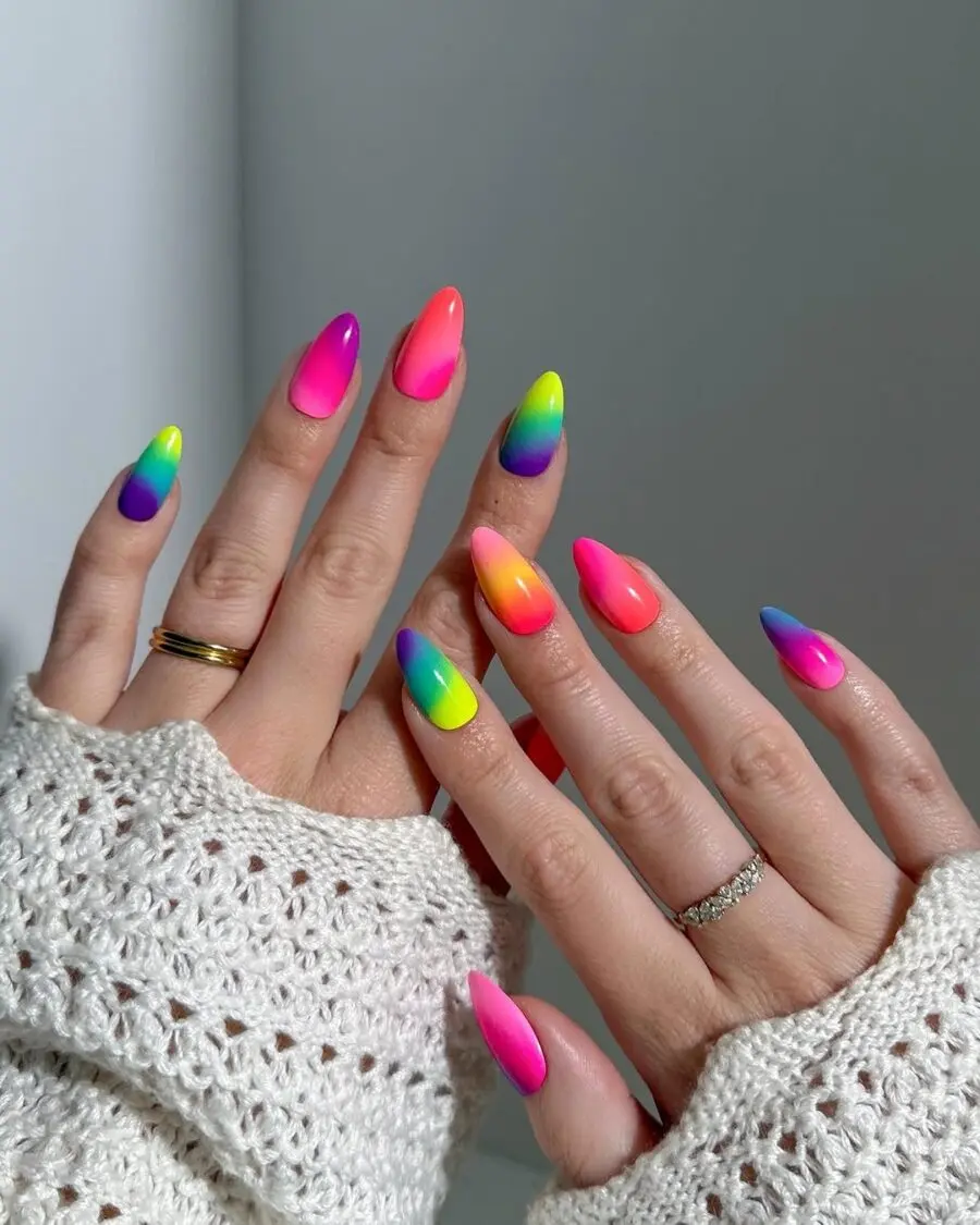 Vibrant ombre aura nails for a bold look
