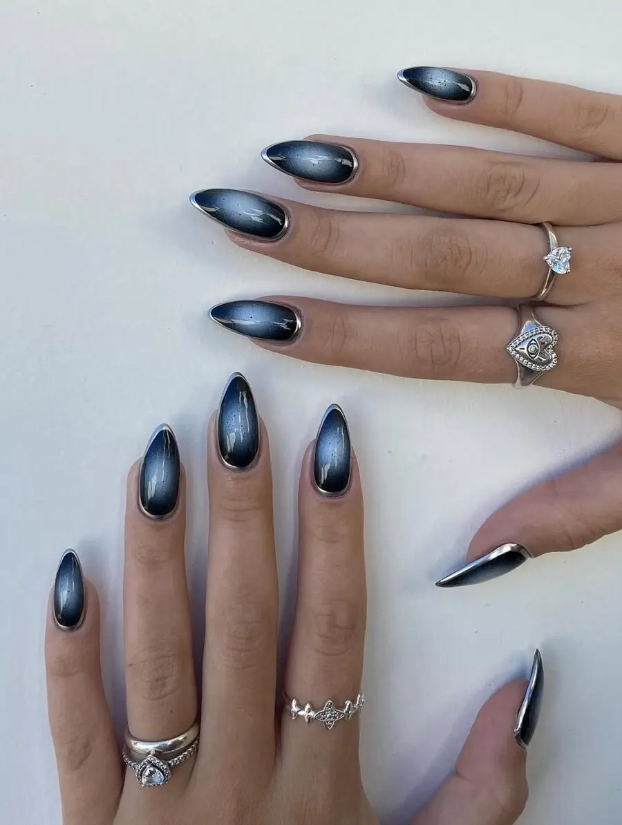Elegant Aura Nails with a Metallic Twist