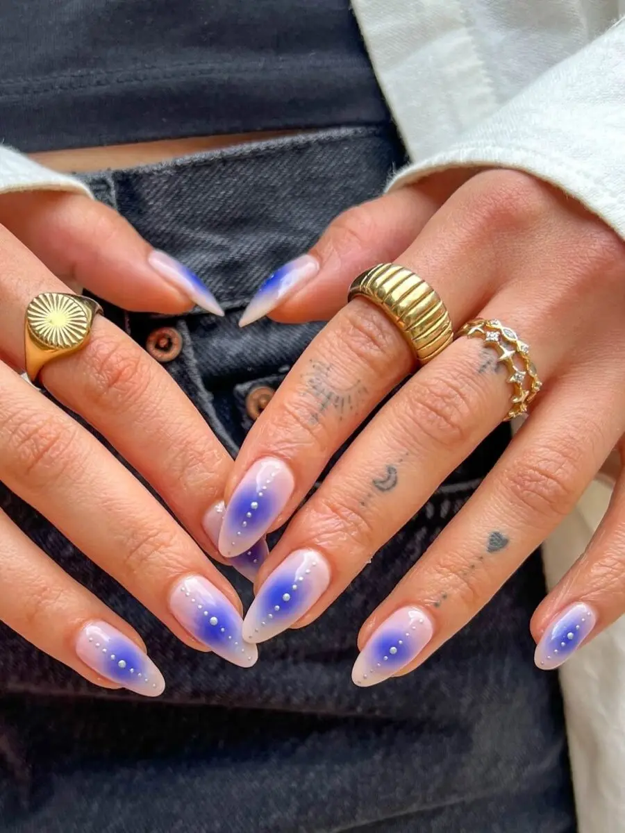 Stunning gradient aura nails with delicate details