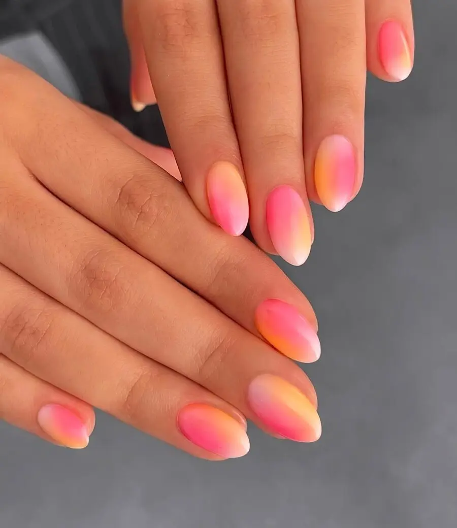 Vibrant Aura Nails with Pink Gradient Finish