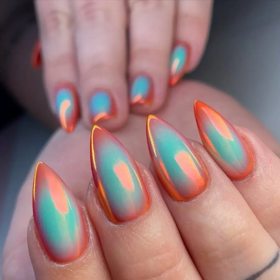 Vibrant aura nails with mesmerizing color blend