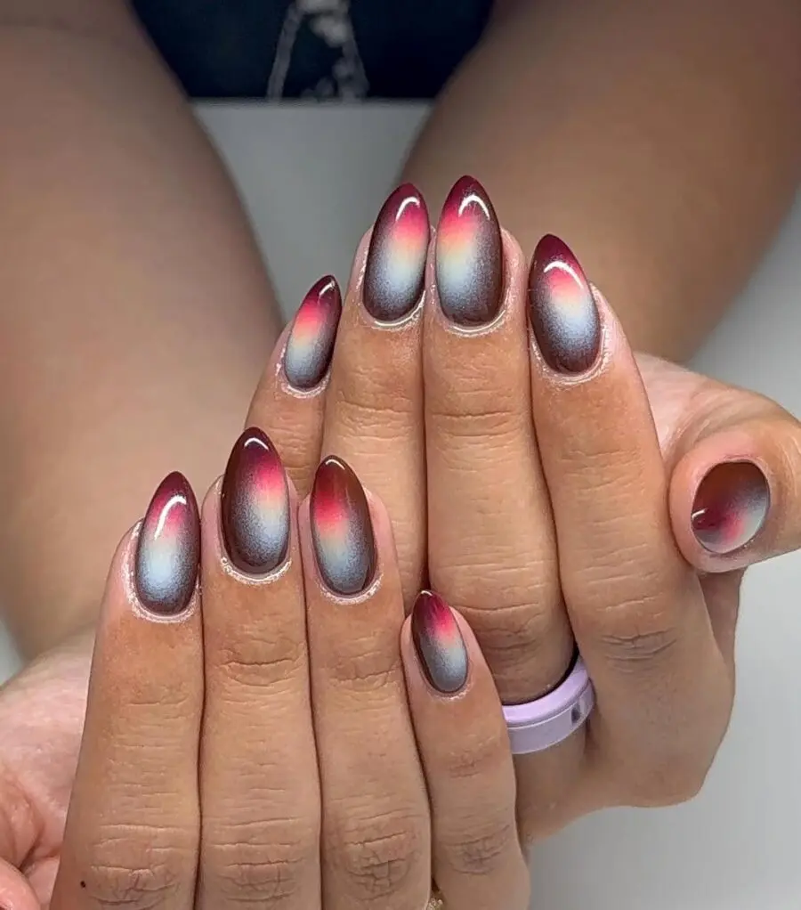 Vibrant aura nails with a striking ombre effect