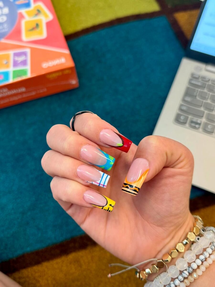 Vibrant and Playful Back to School Nail Art