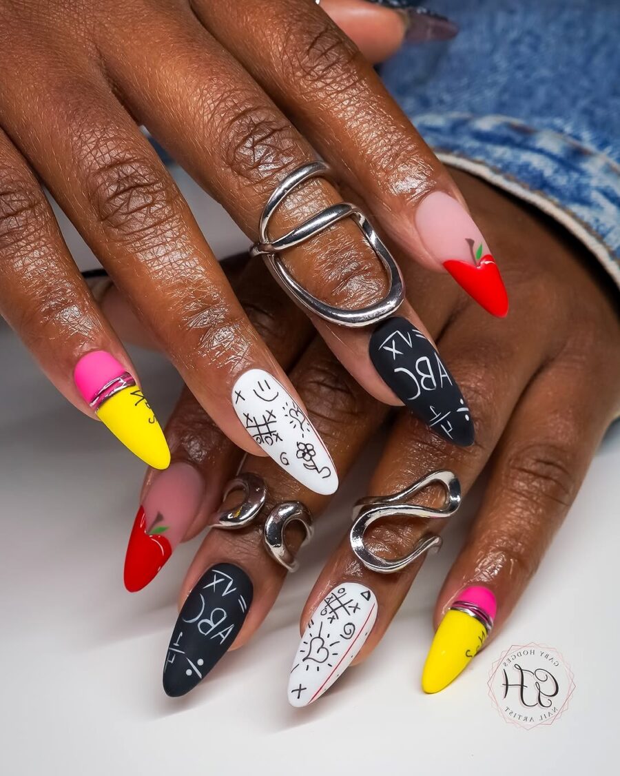 Vibrant nail art perfect for back-to-school season