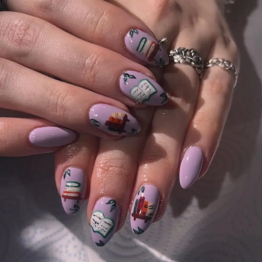 Charming Book-themed Back to School Nail Art