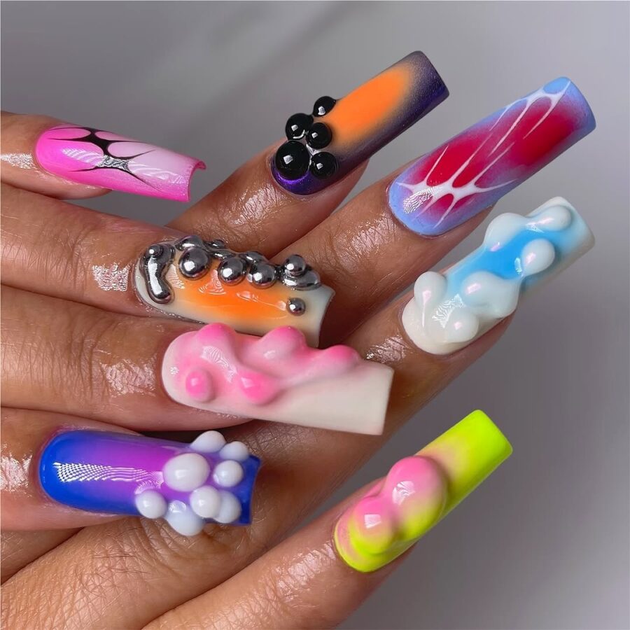 Playful and vibrant back to school nail art