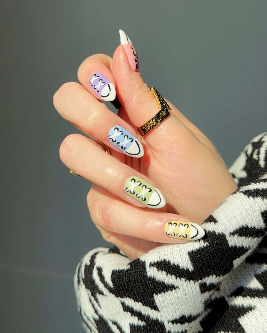 Colorful patterns for fun back-to-school nails