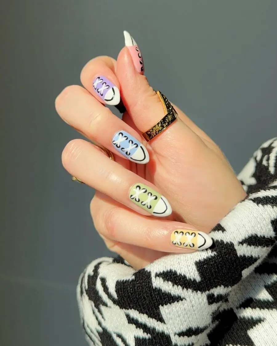 Colorful patterns for fun back-to-school nails