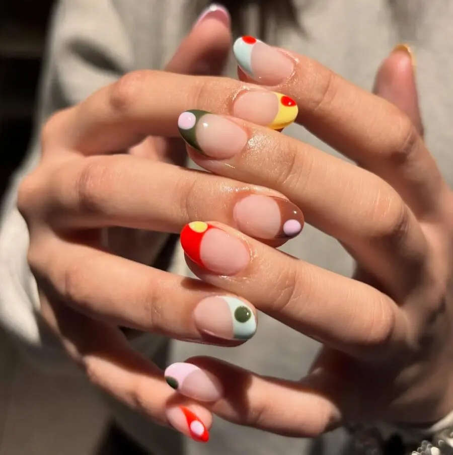 Colorful polka dot nails for school season