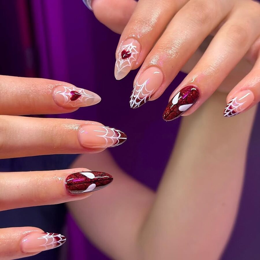 Charming Spider Web Nail Designs for Fall