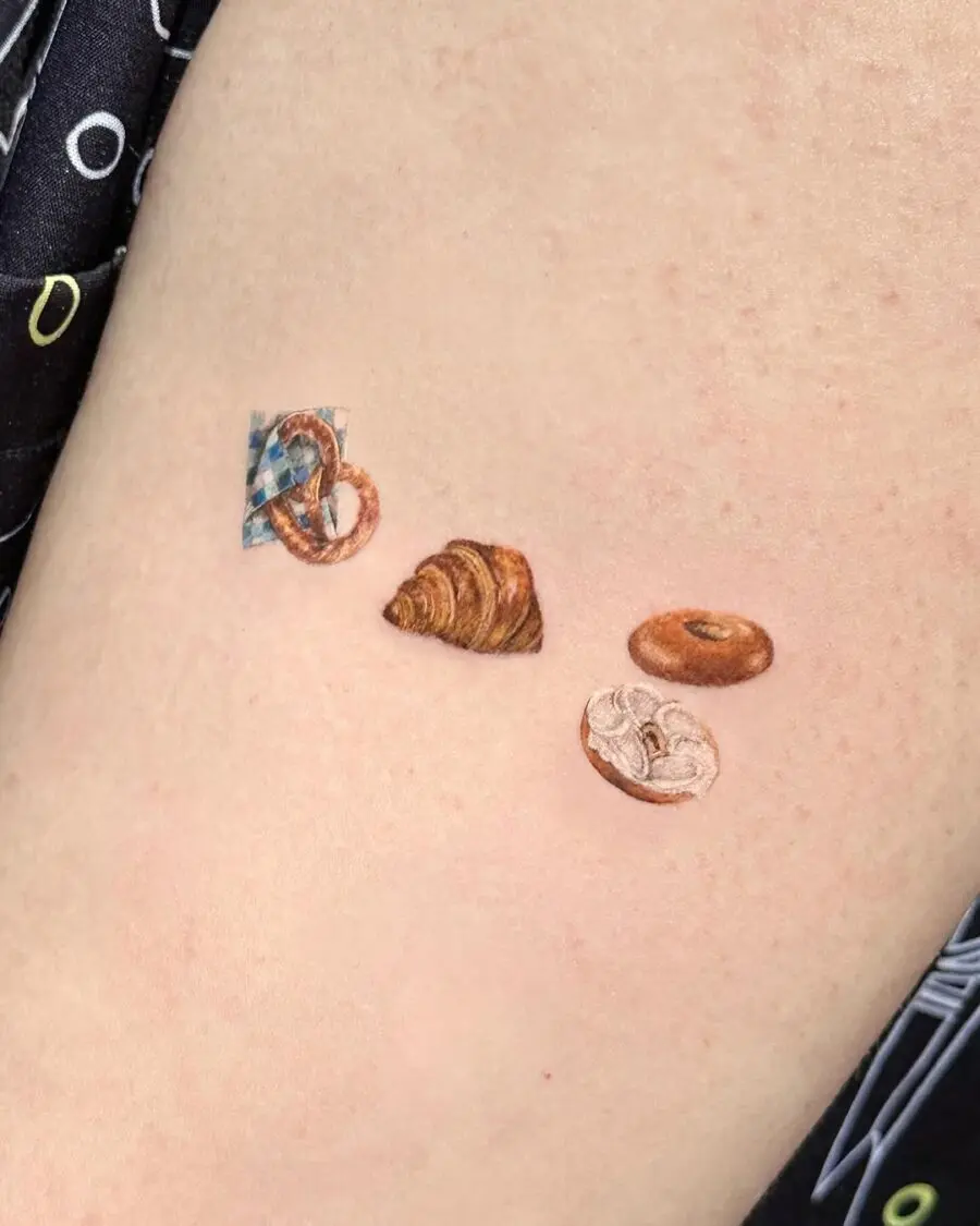 Delicious bagel tattoo showcasing culinary artistry