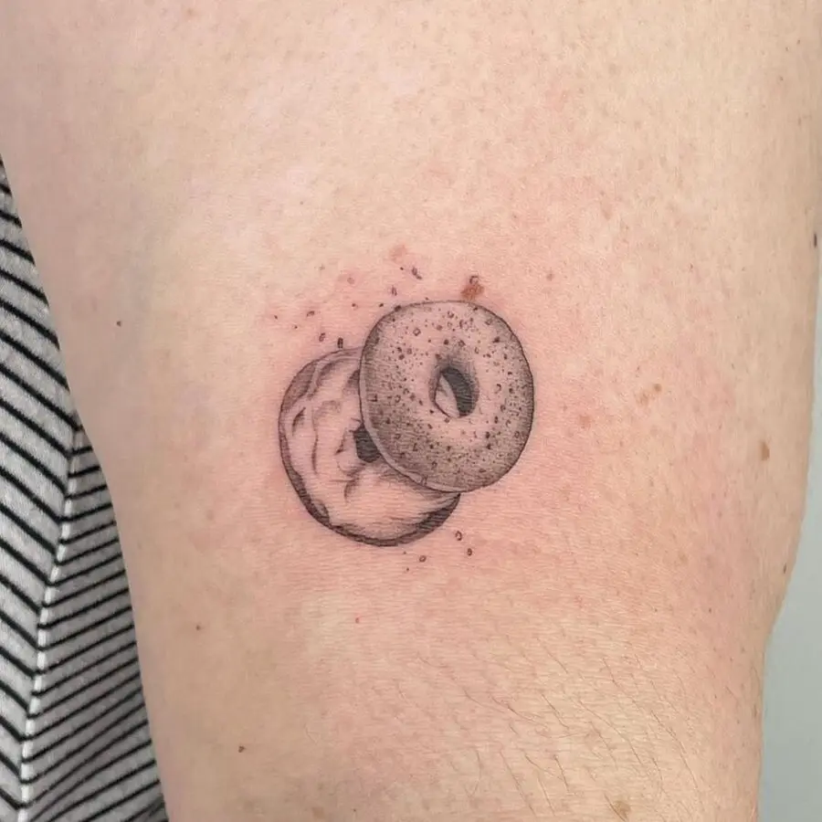 Unique bagel and donut tattoo design