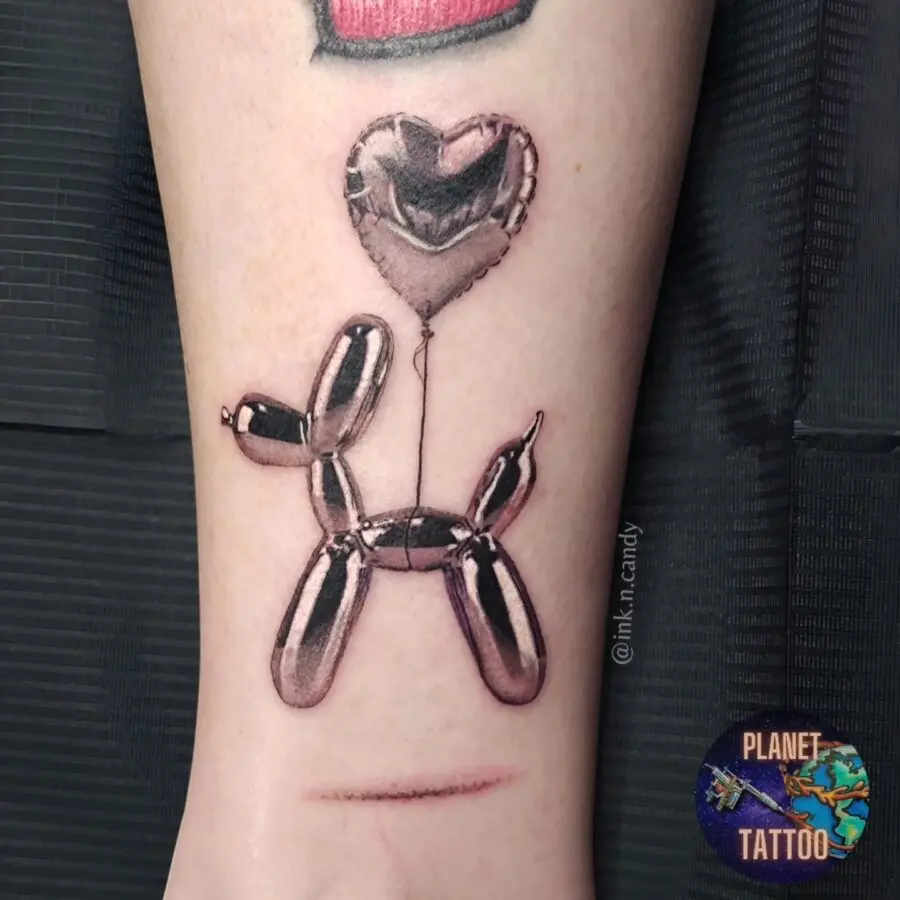 Exquisite black and gray balloon dog tattoo