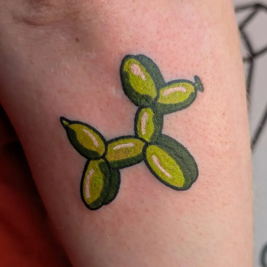 Vibrant Green Balloon Dog Tattoo Design