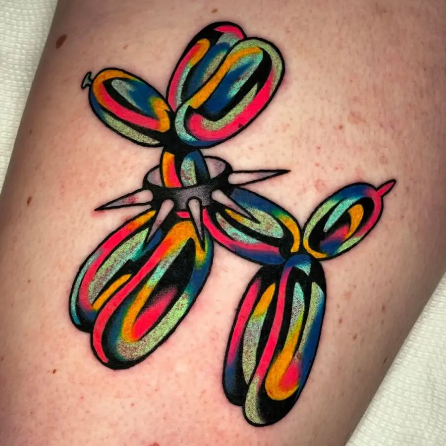 A vibrant twist on balloon dog tattoos
