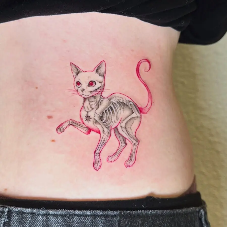 Unique Cat-Inspired Belly Tattoo Design