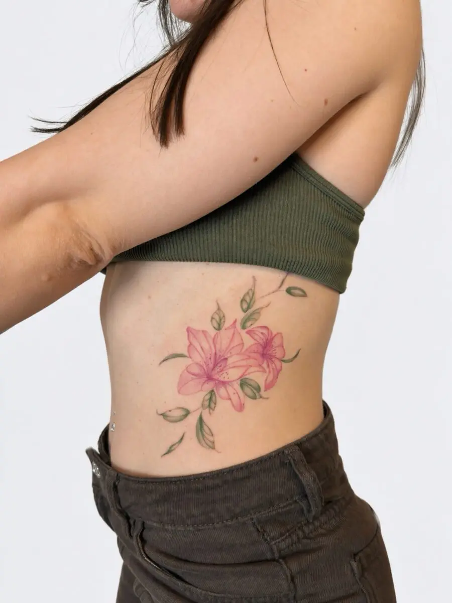Stunning Floral Belly Tattoo for Women