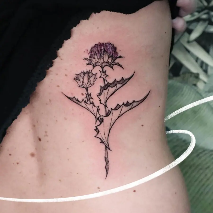 Elegant thistle design adorning the belly area