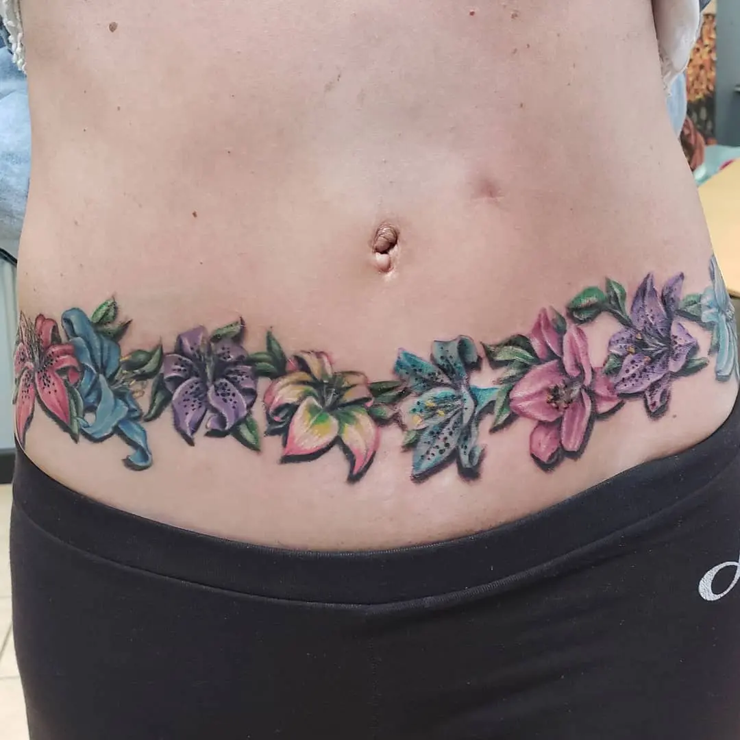 Stunning Floral Belly Tattoo Artistry