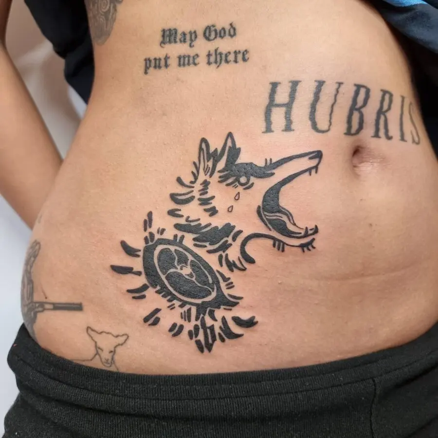Bold Wolf Design on Belly Celebrates Strength