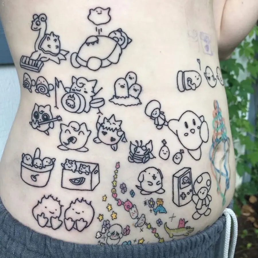 Colorful Collection of Kawaii Cartoon Tattoos