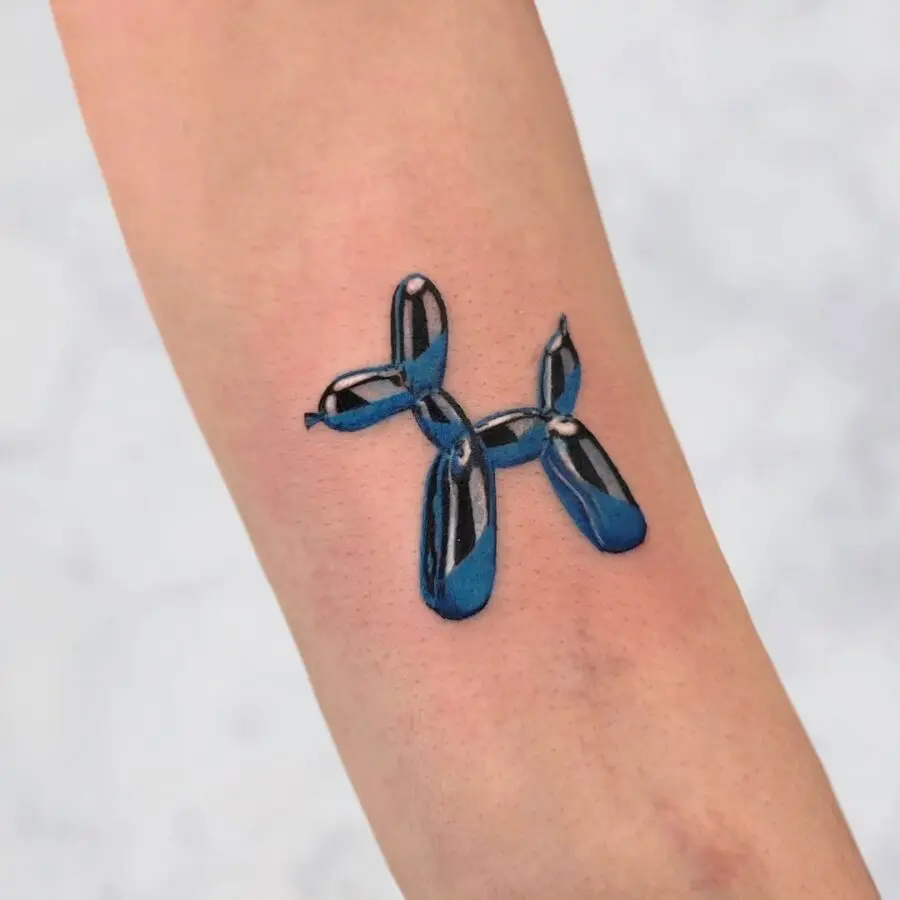 Vibrant blue balloon dog tattoo design