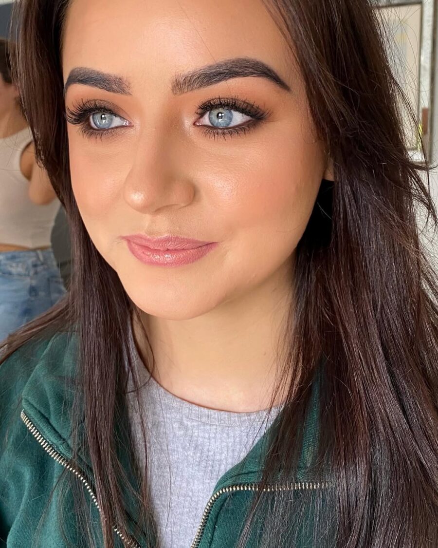 Stunning makeup highlighting beautiful blue eyes