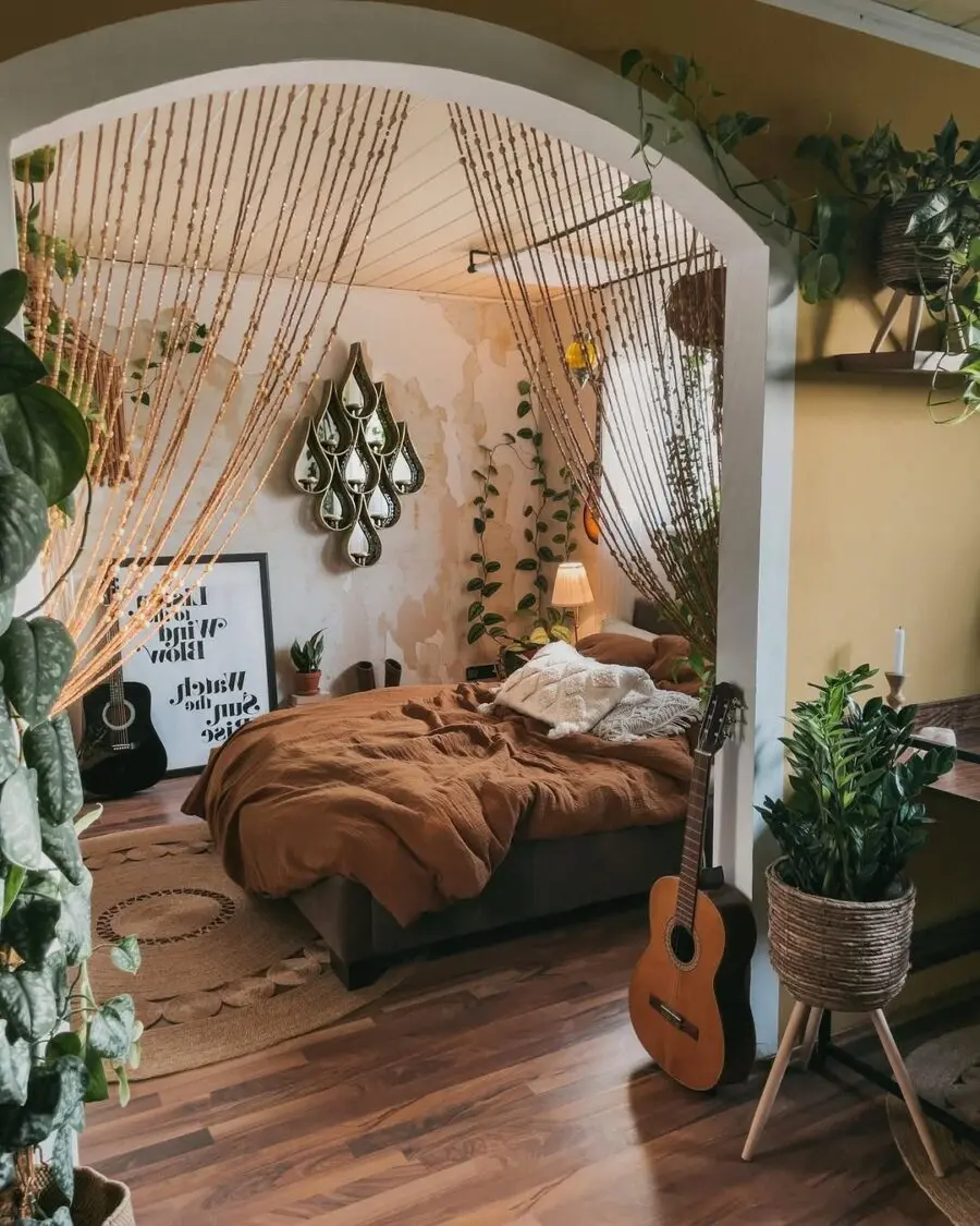 Relaxing Boho Bedroom with Nature Elements