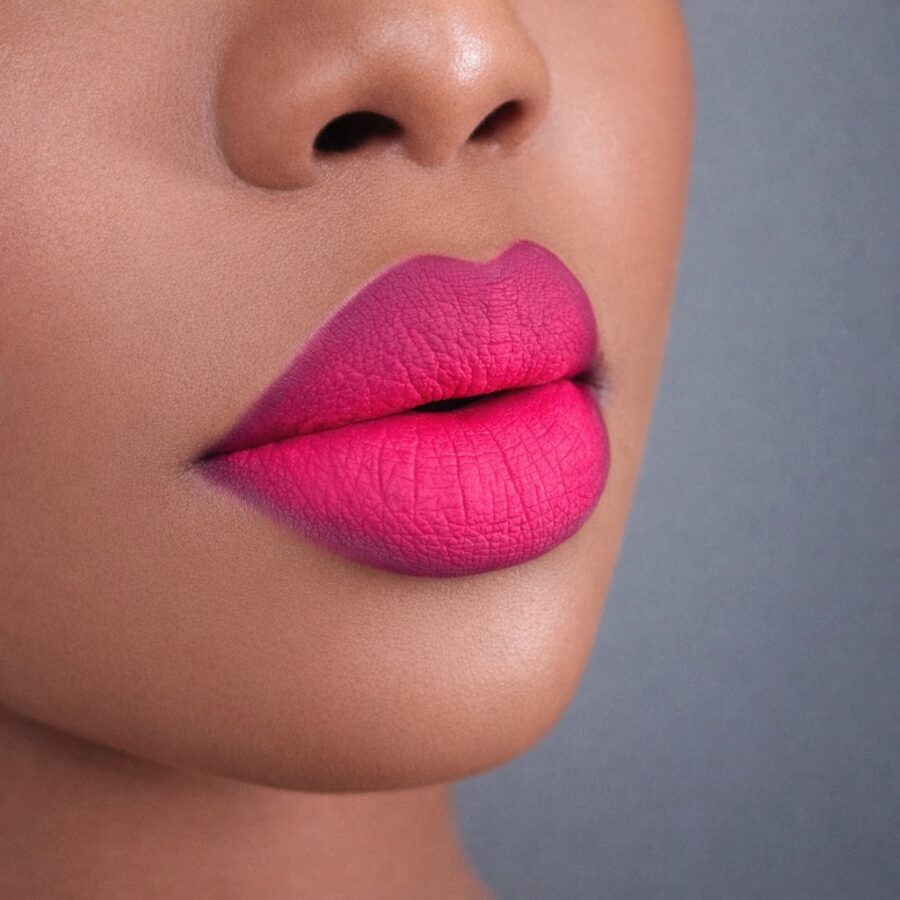 Stunning gradient pink lipstick on dark skin