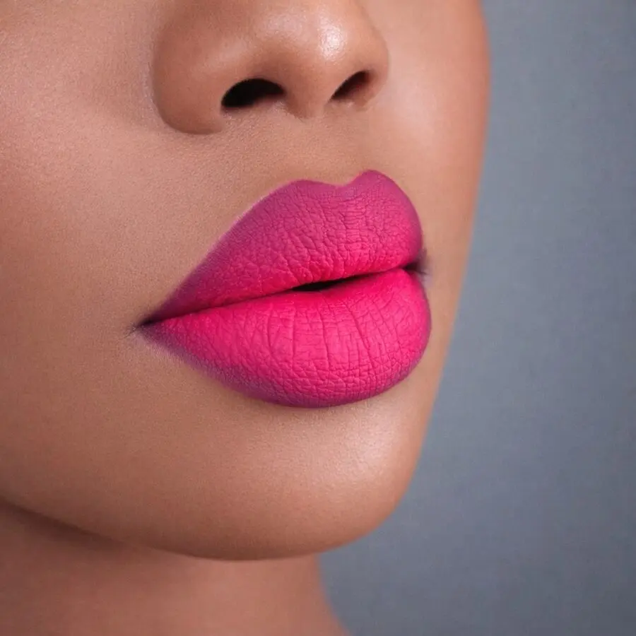 Stunning gradient pink lipstick on dark skin