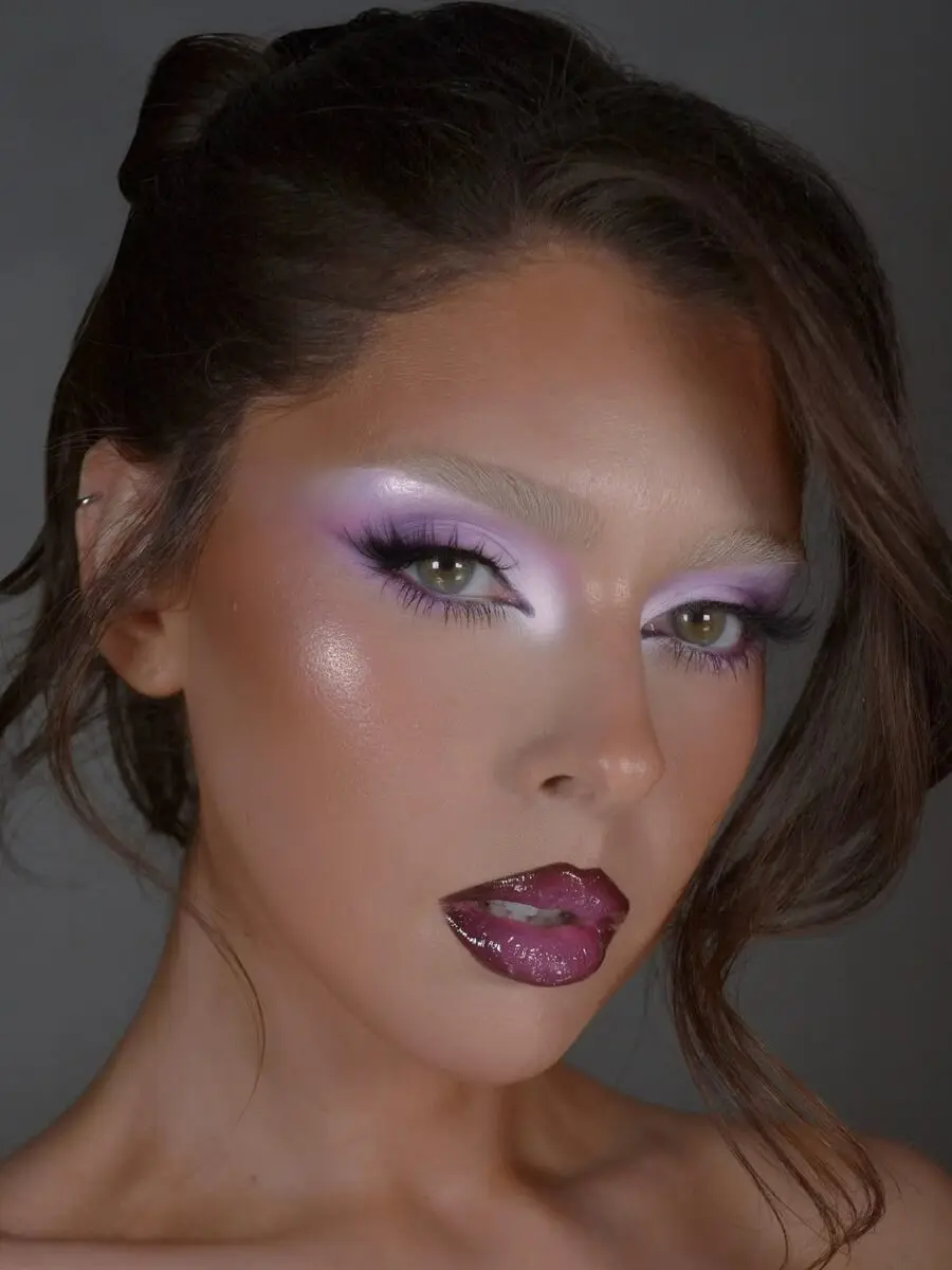 Glamorous purple party makeup for a stunning look