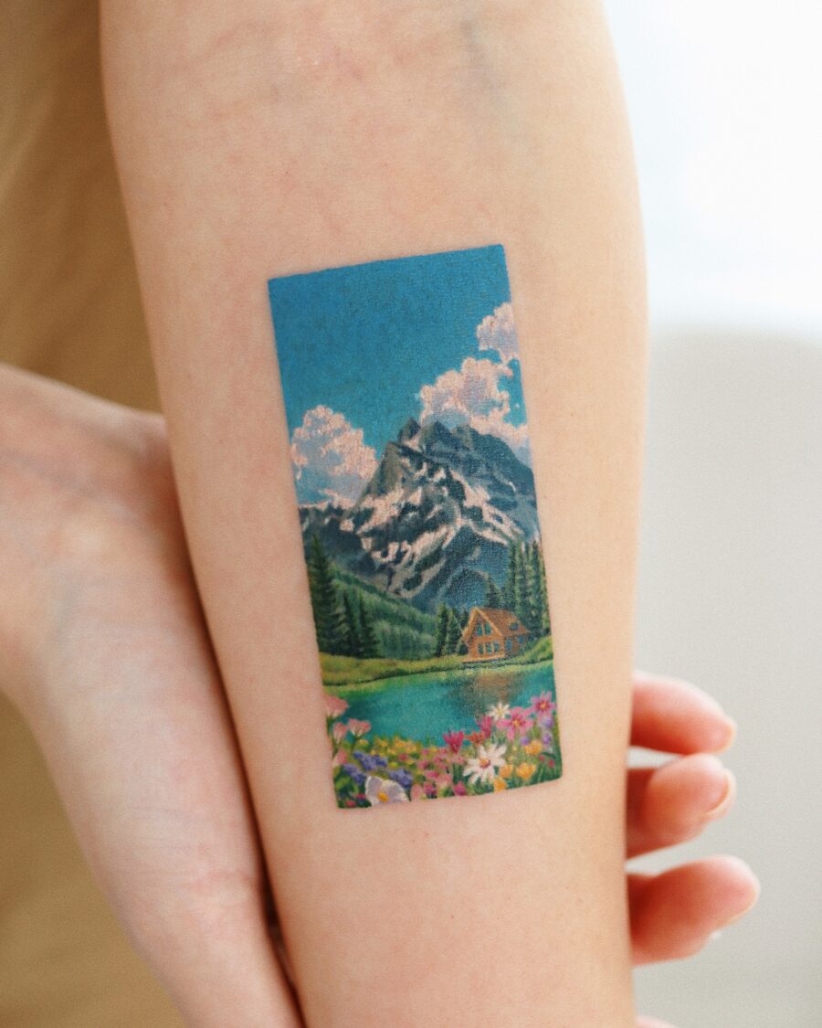 Vibrant Landscape Tattoo Full of Life