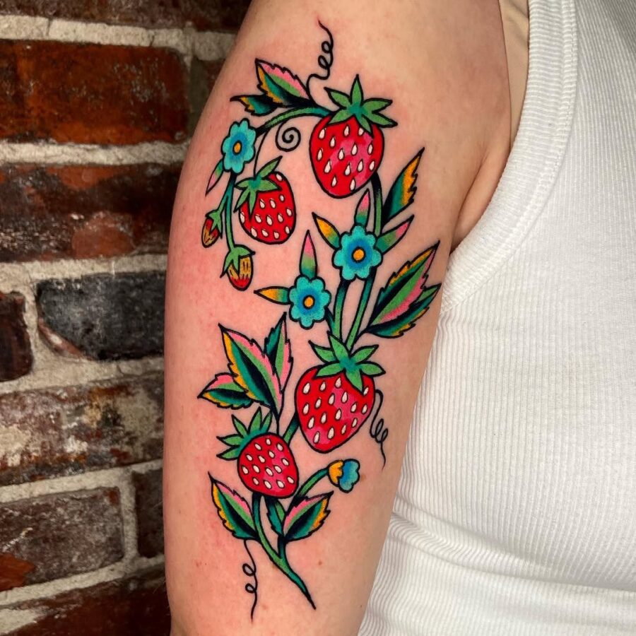 Vivid Strawberry Design on a Bold Background