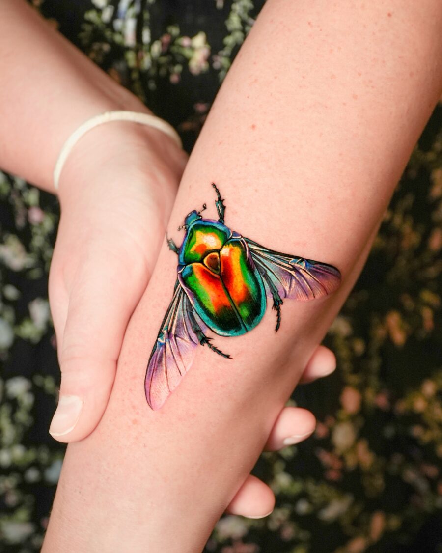 Vibrant Beetle Tattoo on Welcoming Skin