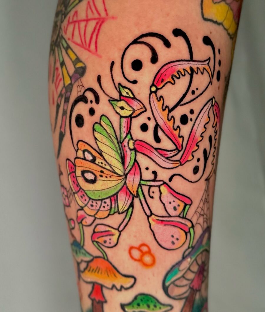 Vibrant floral tattoo with vivid details