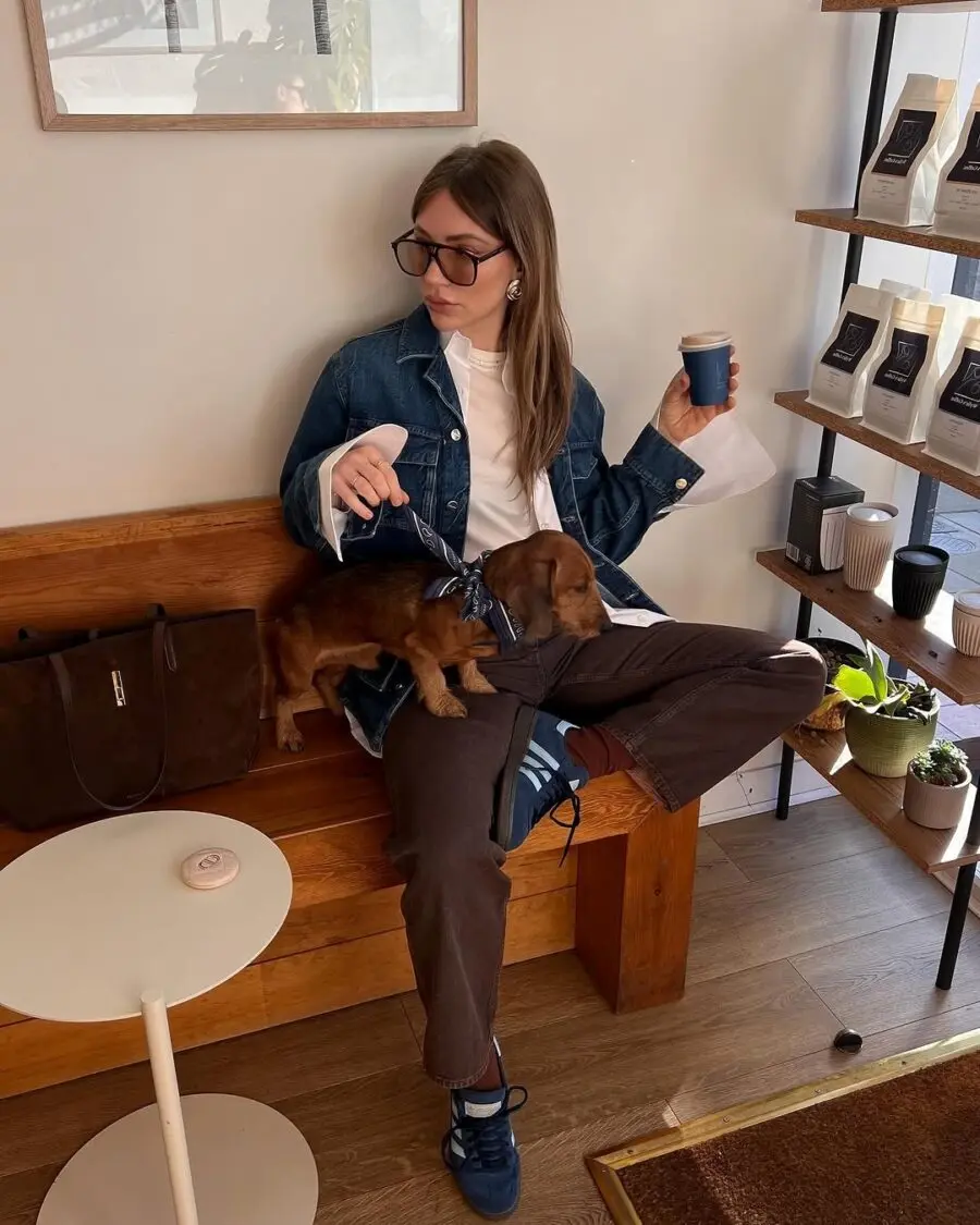 Chic brown pants perfect for coffee outings