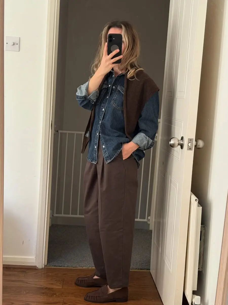 Chic Casual Look with Brown Pants