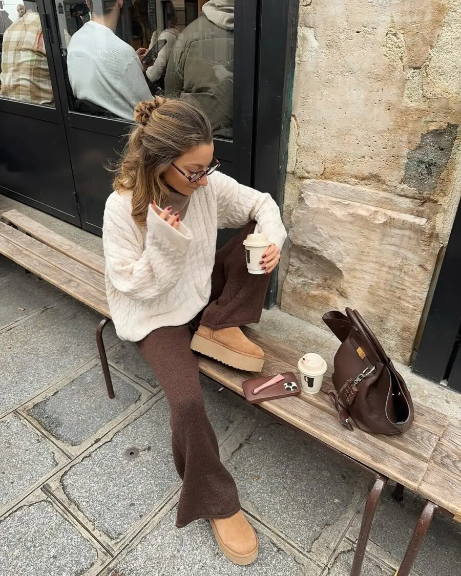 Chic brown pants with cozy oversized sweater