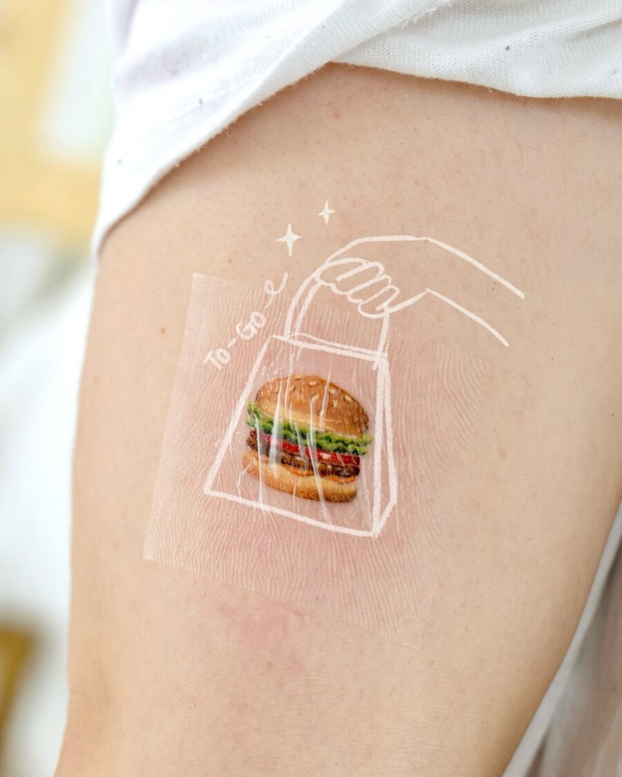 Delicious burger tattoo perfect for food lovers