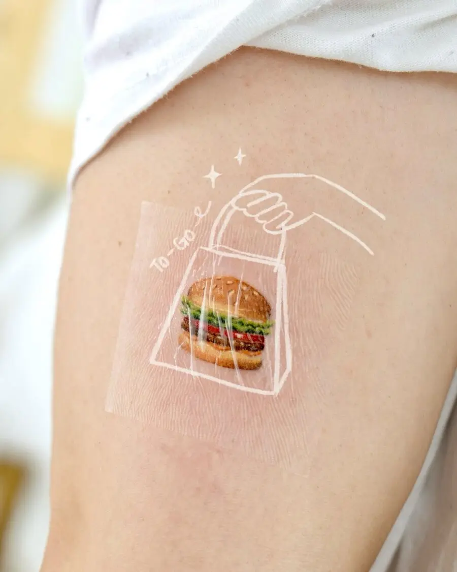 Delicious burger tattoo perfect for food lovers